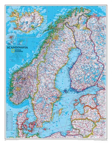Skandinavien Karte oder Landkarte Skandinavien