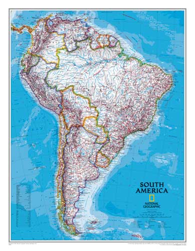 Carte d′Amrique du Sud de National Geographic.