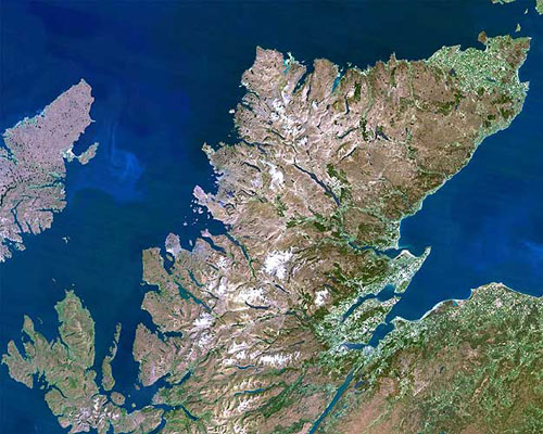 Carte du Nord de l′Ecosse de Planet Observer.