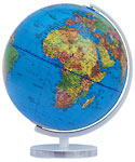 Variant of the Panorama Globe with a base in high gloss white lacquered and a cartography Duplex